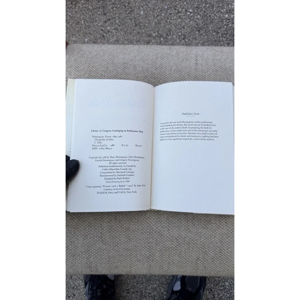 Ernest Hemingway The Garden of Eden HC DJ 1986‎ Third Printing Novel